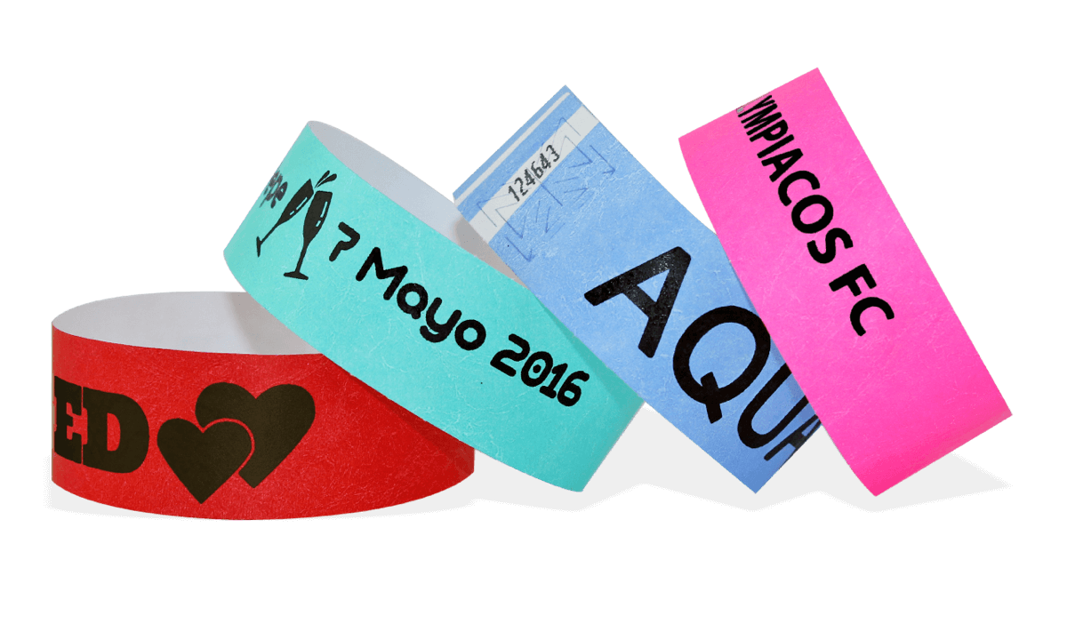 Short Stay Black Print Tyvek wristbands 25 mm