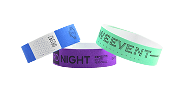 Short Stay Black Print Tyvek wristbands 19 mm