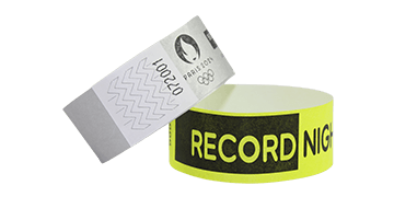 Short Stay Black Print Tyvek wristbands 25 mm
